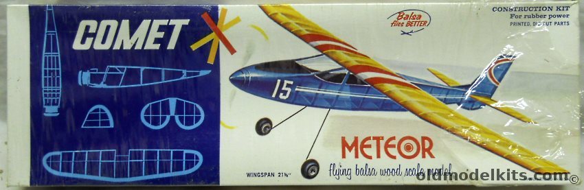 Comet Meteor - 21 Inch Wingspan Balsawood Flying Aircraft, 3409 plastic model kit